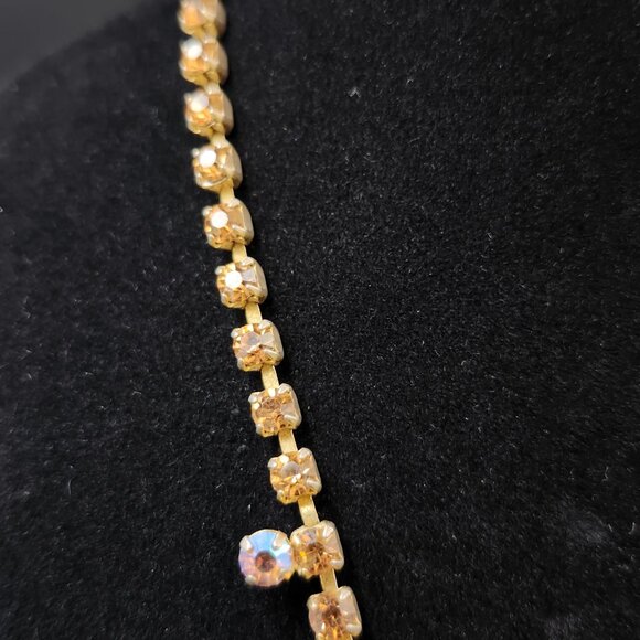 Vintage Rhinstone Necklace Aurora Borealis & Citrine - Picture 5 of 7
